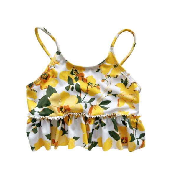 Kortni Jeane Yellow Floral Top + Toasted Brown Bottoms Swim Set Size 6/7 - Picture 2 of 5